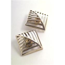 GEORG JENSEN, Kopenhagen - Paar Ohrclips, - Silber. Stilisiertes, gitterartig durchbrochenes Bl...