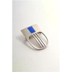 THEODOR FAHRNER, Pforzheim - Brosche, - Silber, Email. Rechteckige, nach unten abgerundete, dur...