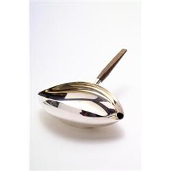 CHRISTOFLE & CIE, Paris - Lino Sabattini - Fett-Mager-Saucière, - Plated, Holz. Spitzovale Sch...