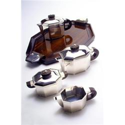 WOLFERS FRÈRES, Brüssel - Marcel Wolfers - Service Janine, - Silber, Palisander. 5-tlg., beste...