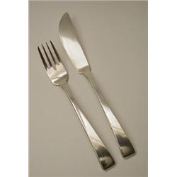 FRANZ BAHNER, AG., Düsseldorf - Gebhard Duve - Fischbesteck, - Silber. 8-tlg., bestehend aus 4...