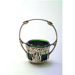 PETER BRUCKMANN & SÖHNE, Heilbronn - Adolph Amberg - Miniatur-Henkelkorb, - Silber. Durchbroch...