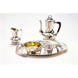 ORIVIT A.G., Köln - Kaffeeservice, - Silber. 3-tlg., bestehend aus Kaffeekanne, Zuckerdose und...