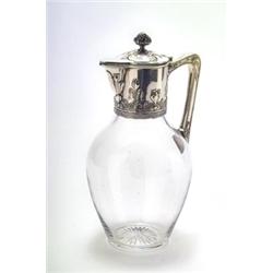 H. M. WILKENS & SÖHNE, Bremen - Heinrich Vogeler - Karaffe Herbstzeitlose, - Silber, Glas. Sil...