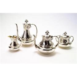 ALPHONSE DEBAIN, Paris - Kaffee- und Teeservice, - Silber, partiell innenvergoldet, Elfenbein....