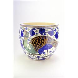 FAYENCEFABRIKEN ALUMINIA Kopenhagen - Cachepot, - Keramik. Heller Scherben mit cremefarbener, c...