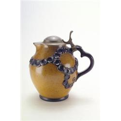 REINHOLD MERKELBACH, Höhr-Grenzhausen - Ludwig Leybold - Kanne, - Steinzeug mit mehrtonig brau...