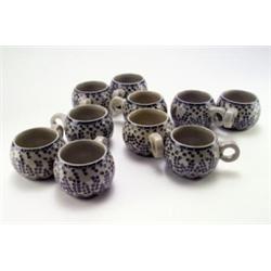 REINHOLD MERKELBACH, Höhr-Grenzhausen - Richard Riemerschmid - 10 Bowlenbecher, - Steinzeug, p...