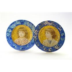 EDMOND LACHENAL, Châtillon-sous-Bagneux - 2 Wandteller, - Fayence, heller Scherben. Mehrtonig b...