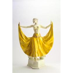 FRIEDRICH GOLDSCHEIDER, Wien - Albert Dominique Rosé - Figur, - Keramik. Heller Scherben. Crèm...