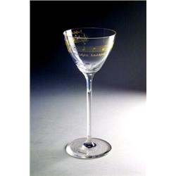 DEUTSCHLAND - Trinkglas mit Sinnspruch, - farbloses Glas. Auf der Kuppa umlaufend ziselierte, g...