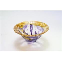 WÜRTTEMBERGISCHE METALLWARENFABRIK, Geislingen - Schale Ikora, - farbloses Glas mit braunen und...