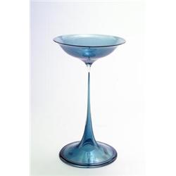ORREFORS GLASBRUK AB., Orrefors - Nils Landberg - Tulpenglas, - farbloses Glas. Anthrazitfarbe...