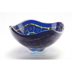 ORREFORS GLASBRUK AB., Orrefors - Sven Palmquist - Schale Ravenna, - farbloses Glas mit orange...