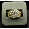 Image 1 : 14KT Yellow Gold 2.05 ctw Marquise Design Diamond Round Cut Ring