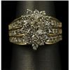 Image 3 : 14KT Yellow Gold 2.05 ctw Marquise Design Diamond Round Cut Ring