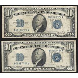 Lot of (2) 1934D $10 Silver Certificate Notes