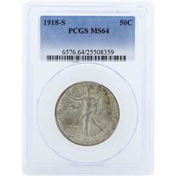 1918-S Walking Liberty Half Dollar Coin PCGS MS64