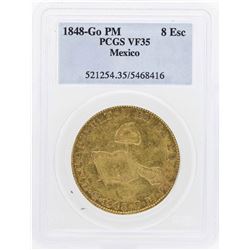 1848-Go PM Mexico 8 Escudos Gold Coin PCGS VF35