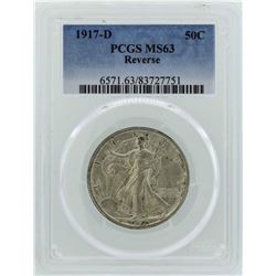 1917-D Walking Liberty Half Dollar Coin PCGS MS63 Reverse