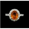 14KT White Gold 3.50 ctw Mandarin Spessartite and Diamond Ring