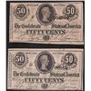 Image 1 : Lot of (2) Fifty Cents Confederate States of America Notes