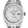 Rolex Mens 36mm Stainless Steel Silver Diamond Datejust Wristwatch