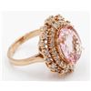 Image 9 : 14KT Rose Gold 7.18 ctw Pink Morganite and Diamond Engagement Ring