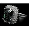 Image 2 : 14KT White Gold 8.39 ctw Oval Cut Natural Green Tourmaline and Diamond Band Ring