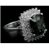 Image 3 : 14KT White Gold 8.39 ctw Oval Cut Natural Green Tourmaline and Diamond Band Ring