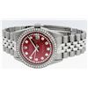 Image 3 : Rolex Mens 36mm Stainless Steel Red String Diamond Datejust Wristwatch