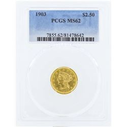 1903 $2 1/2 Liberty Head Quarter Eagle Gold Coin PCGS MS62