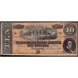 1864 $10 Confederate States of America Note