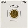 1786 Charles III Spanish 1/2 Escudos Gold Coin