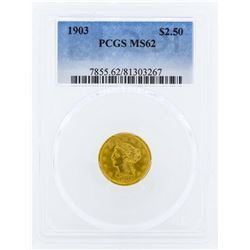 1903 $2 1/2 Liberty Head Quarter Eagle Gold Coin PCGS MS62