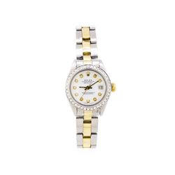 Ladies Two-Tone Oyster Rolex Datejust Watch with Diamond Bezel & Dial