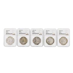 Lot of (5) 1885-O $1 Morgan Silver Dollar Coins NGC MS63