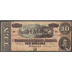 1864 $10 Confederate States of America Note