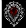 Image 1 : 14KT White Gold 2.94 ctw Pear Cut Ruby and Diamond Ring