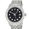 Image 1 : Rolex Mens Stainless Steel 3.15 ctw Black Diamond Datejust Wristwatch