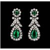 Image 1 : 14KT White Gold 3.82 ctw. Emerald and Diamond Dangle Earrings