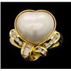 Image 1 : 14KT Yellow Gold Mabe Pearl and Diamond Ring