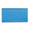 Image 2 : Saint Laurent Large Monogram Flap Wallet in Powder Blue Leather