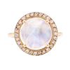 Image 2 : 14KT Rose Gold 5.24 ctw Moonstone and Diamond Ring