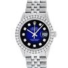 Rolex Mens Stainless Steel Blue Vignette 3.15 ctw. Diamond Datejust Wristwatch
