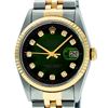 Image 1 : Rolex Mens 36mm Two Tone Yellow Gold Green Vignette Diamond DateJust Wristwatch