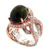 Image 1 : 14KT Two Tone Gold 14.11 ctw Green Tourmaline and Diamond Ring