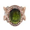 Image 3 : 14KT Two Tone Gold 14.11 ctw Green Tourmaline and Diamond Ring