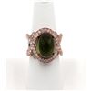 Image 4 : 14KT Two Tone Gold 14.11 ctw Green Tourmaline and Diamond Ring