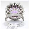 Image 3 : 14KT White Gold 13.26 ctw Oval Cut Natural Amethyst Diamond Band Ring